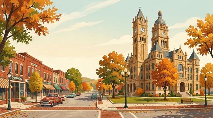 Illustrated courthouse square